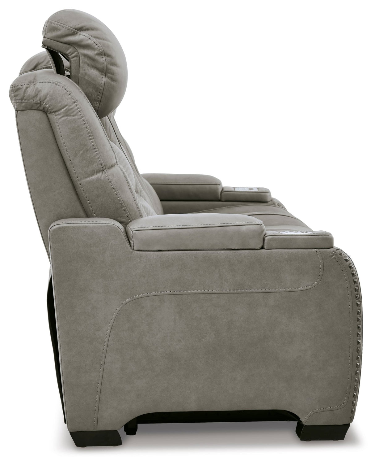 Ashley The Man - Den Power Reclining Sofa with Adjustable Headrest - Gray Leather | Home Elegance USA