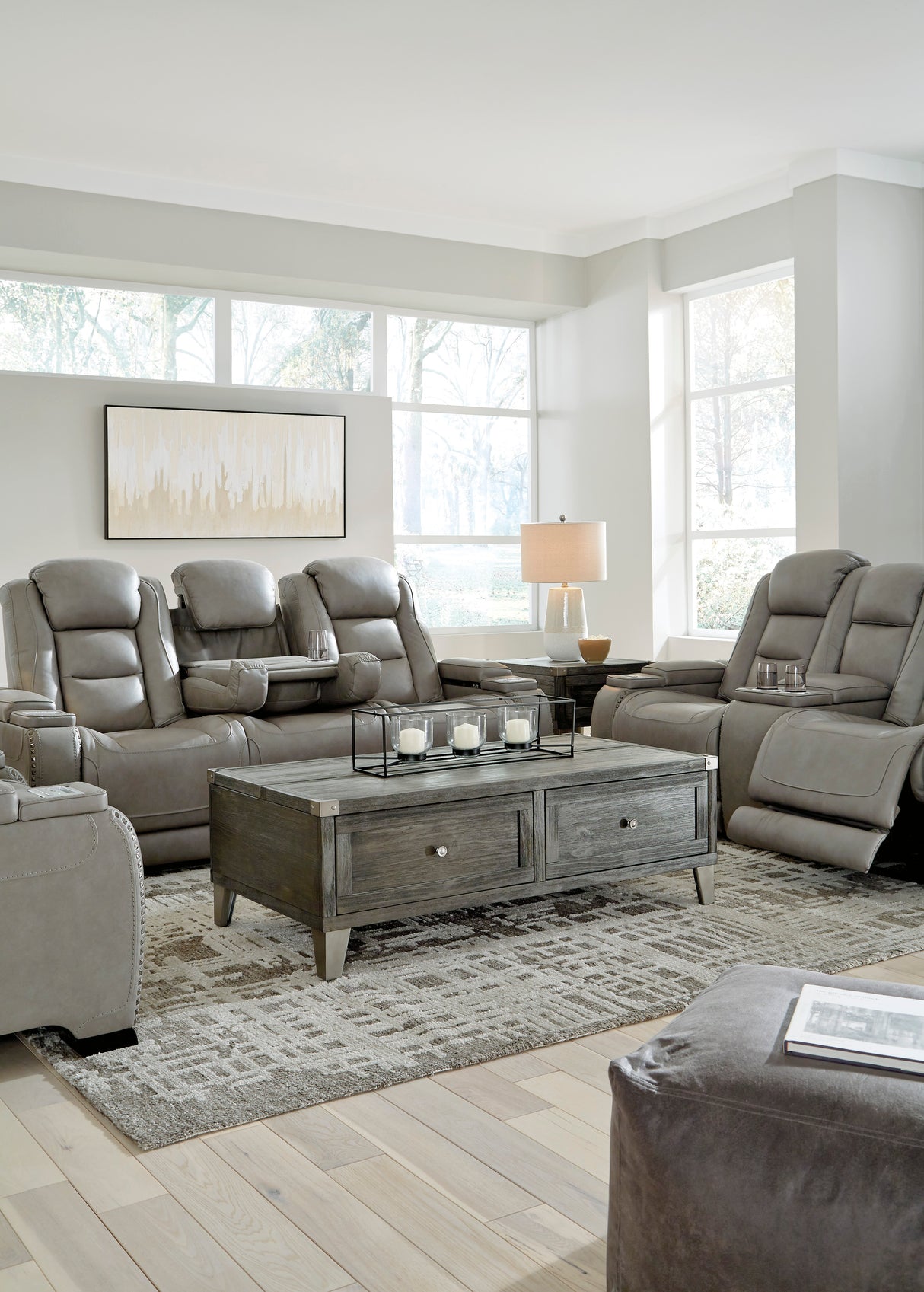 The Man-Den 3-Piece Power Reclining Sofa, Loveseat & Recliner Set | Ashley