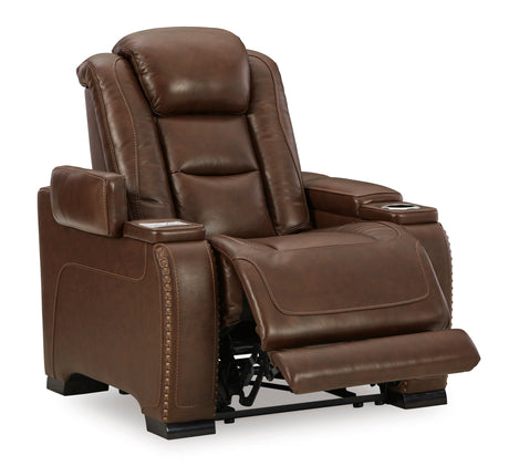 Ashley Mahogany The Man - Den PWR Recliner/ADJ Headrest - Leather - U8530613 - Home Elegance USA - 3