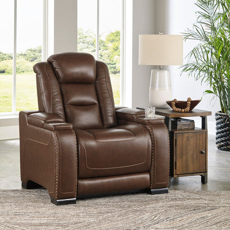 Ashley Mahogany The Man - Den PWR Recliner/ADJ Headrest - Leather - U8530613 - Home Elegance USA - 4