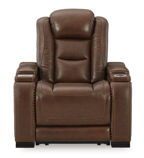 Ashley Mahogany The Man - Den PWR Recliner/ADJ Headrest - Leather - U8530613 - Home Elegance USA - 1