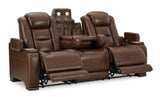 Power Reclining Sofa Man-Den Mahogany Leather by Ashley - image 6