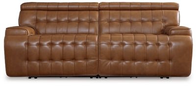 Ashley Chocolate Temmpton U92708S1 2 - Piece Power Reclining Sectional Loveseat - Leather | Home Elegance USA