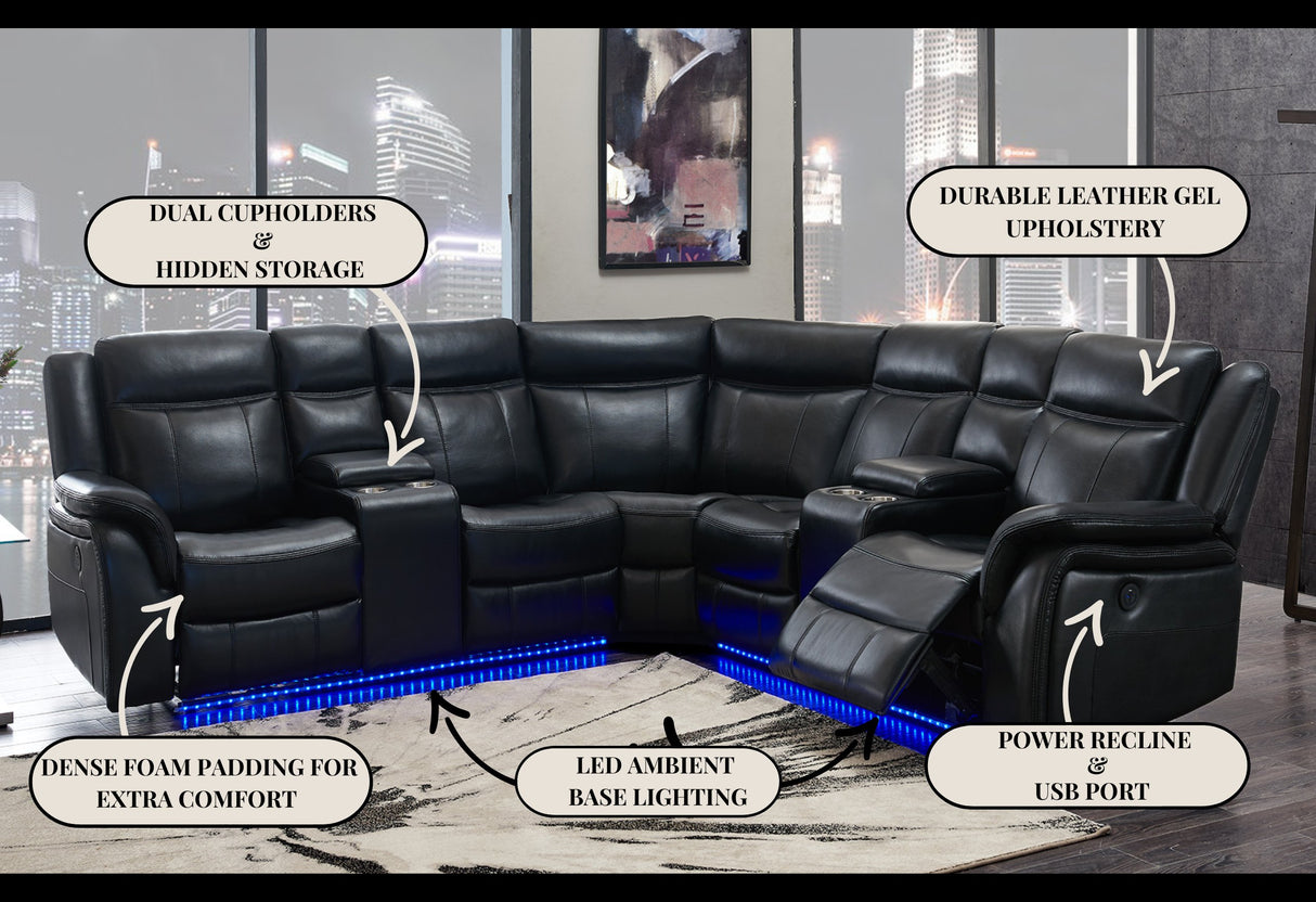 Um02 Black Sectional | Global Furniture USA
