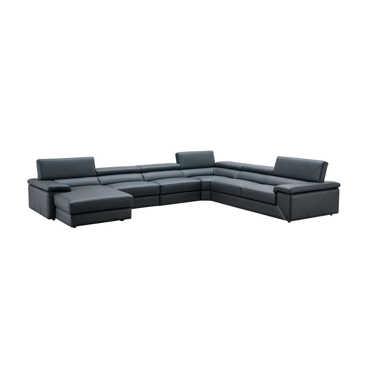 Kobe Premium Leather Sectional In Blue Grey - 182224 | J&M - Home Elegance USA