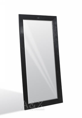 A&X Regal Black Crocodile Floor Mirror | Home Elegance USA