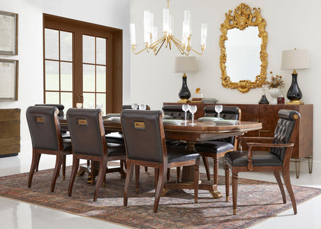 Viceroy Rectangular Dining Table 84" in Santos Brown Finish with Brass Inlay | Jonathan Charles