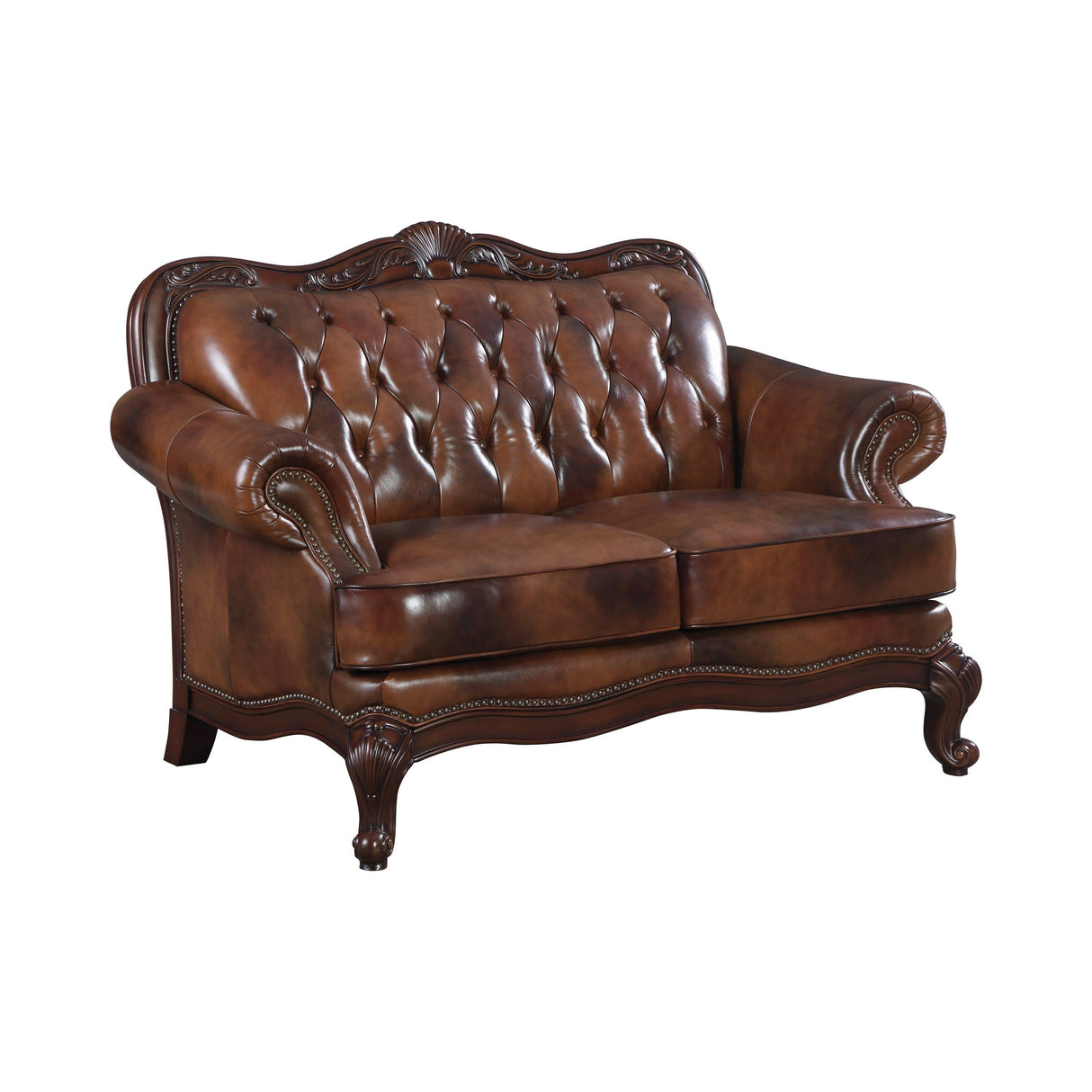Victoria Upholstered Tufted Sofa, Loveseat and Chair Warm Brown by Coaster Furniture