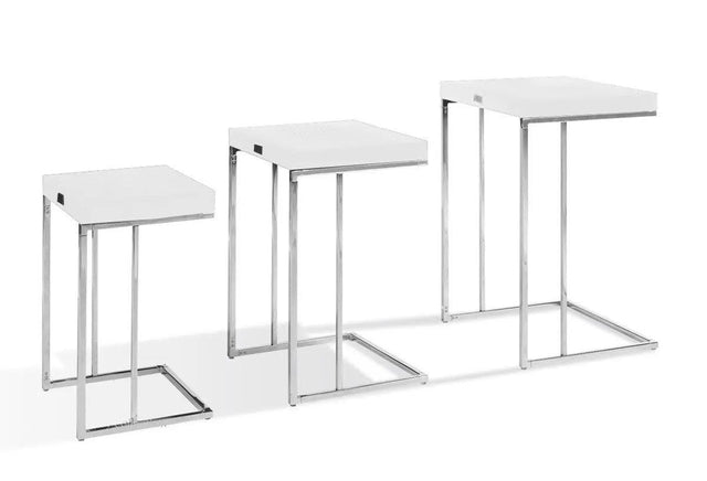 Vig Furniture - A&X Amelia - Modern White Crocodile Lacquer Nesting Table Set - Vgunak855-35
