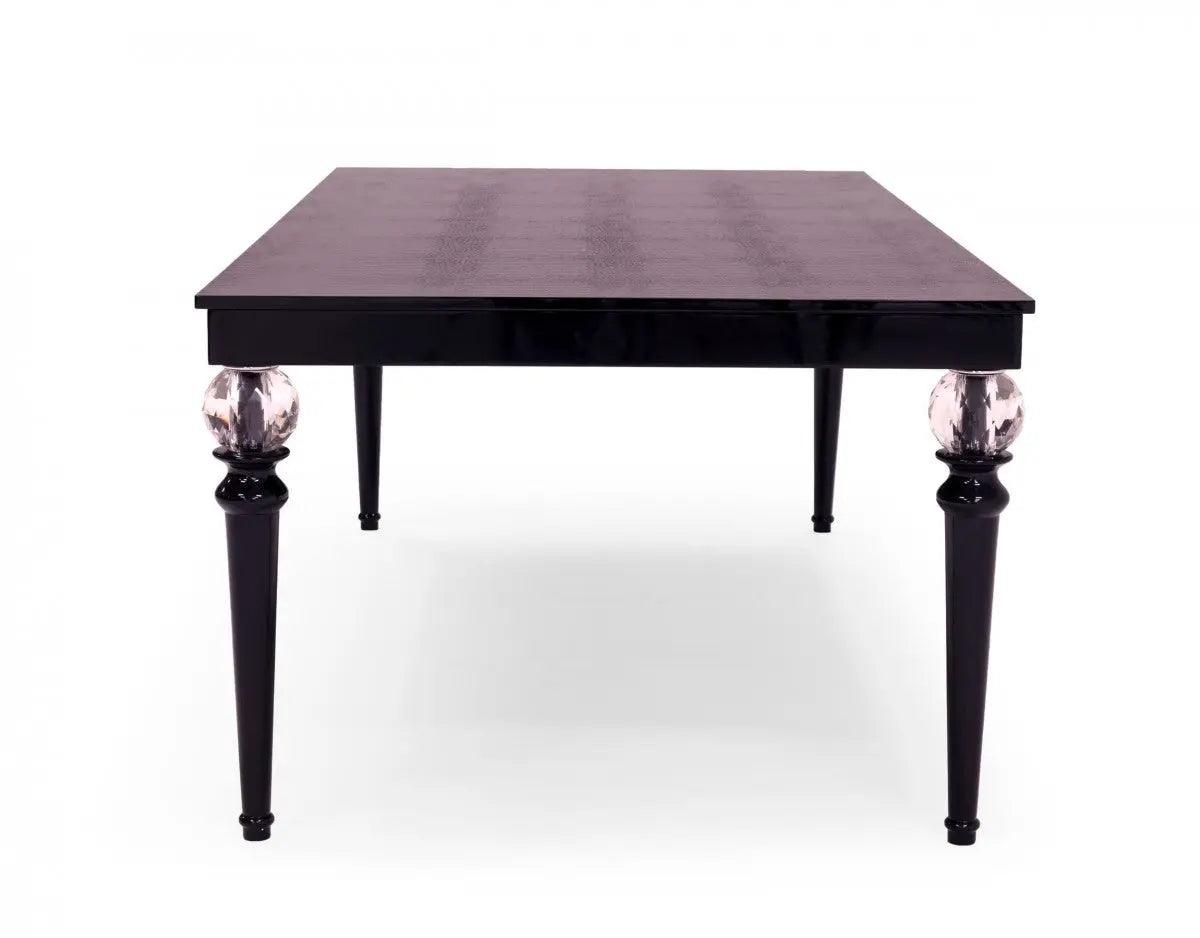 Vig Furniture - A&X Baccarat Transitional Black Crocodile Lacquer & Crystal Dining Table - Vgunrc838-221-Blk-Dt2