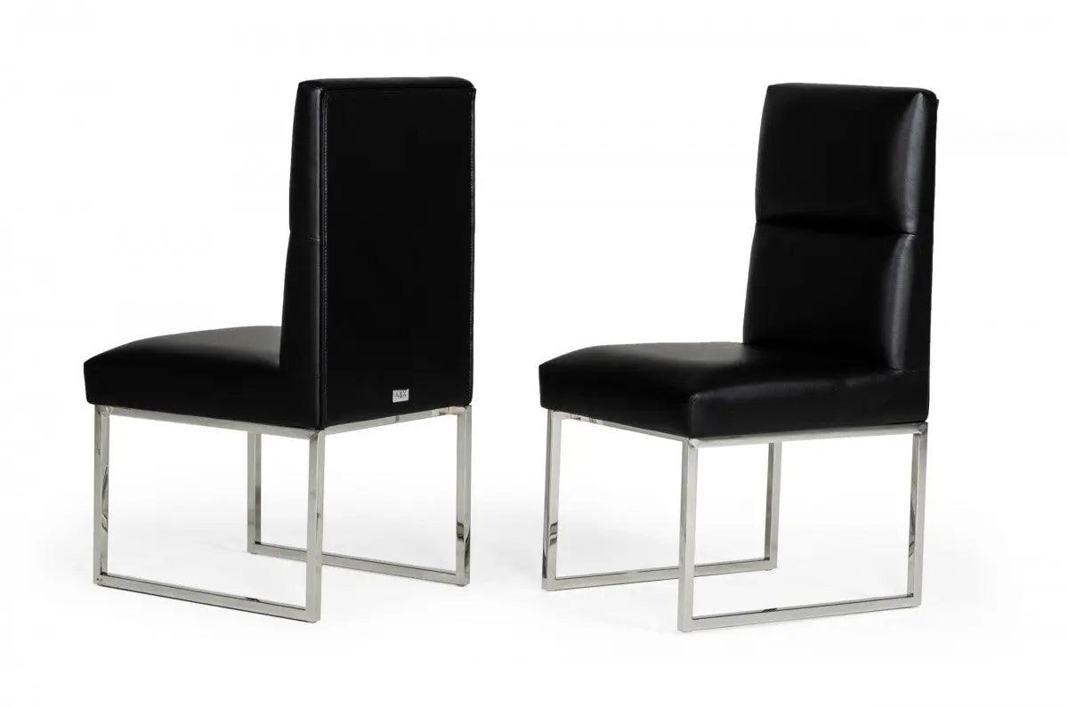 Vig Furniture - A&X Carla Modern Black Leatherette Dining Chair (Set Of 2) - Vgunac022-Blk-Dc