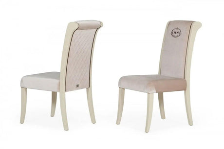 Vig Furniture - A&X Whitby Transitional Off White & Glossy Champagne Dining Chair (Set Of 2) - Vguncc012-Cha-Dc