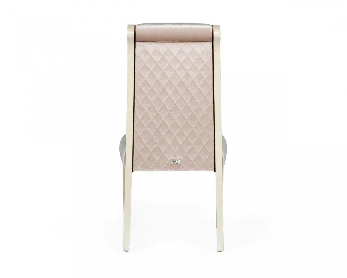 Vig Furniture - A&X Whitby Transitional Off White & Glossy Champagne Dining Chair (Set Of 2) - Vguncc012-Cha-Dc