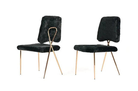 Candace Modern Black Faux Fur Dining Chair (Set Of 2) Vgvcb815 - Blk | Home Elegance USA