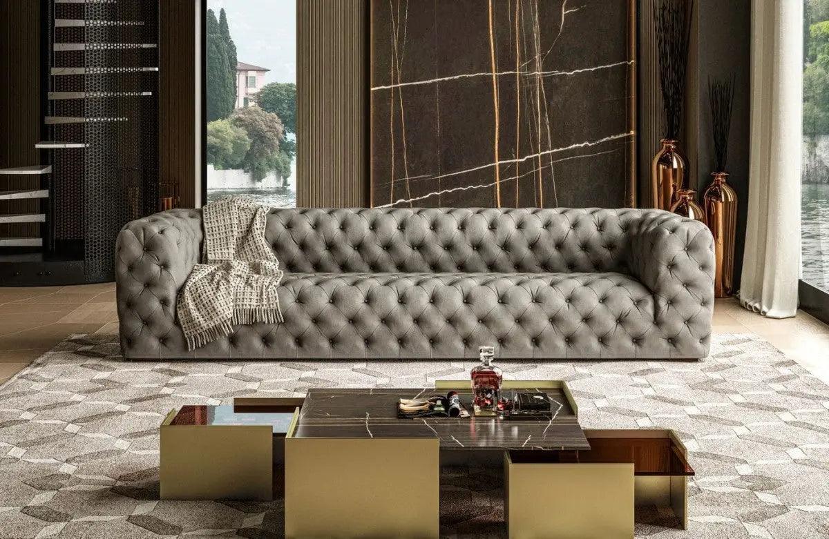 Coronelli Collezioni Ellington Italian Grey Nubuck Leather 4 - Seater Sofa Vgccrialto - Gry - S | Home Elegance USA