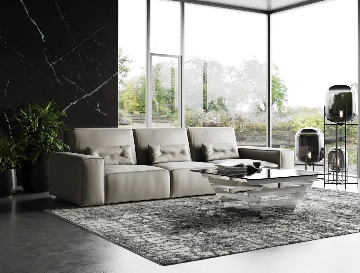 Vig Furniture - Coronelli Collezioni Hollywood - Italian Grey Leather Sectional Sofa - Vgcchollywood-4Str-Gry2-Sect