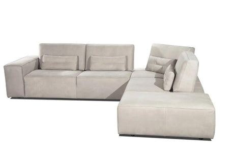 Vig Furniture - Coronelli Collezioni Hollywood - Italian Light Grey Leather Raf Chaise Sectional Sofa - Vgcc-Hollywood-Grey-Raf-Sect