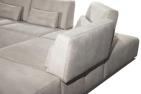 Vig Furniture - Coronelli Collezioni Hollywood - Italian Light Grey Leather Raf Chaise Sectional Sofa - Vgcc-Hollywood-Grey-Raf-Sect