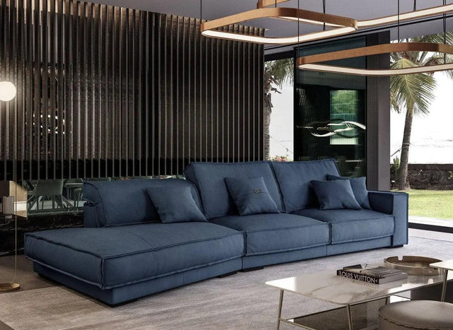 Vig Furniture - Coronelli Collezioni Sevilla - Italian Contemporary Blue Leather Sectional Sofa - Vgccbaxter-Status-Blue