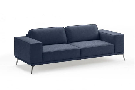 Vig Furniture - Coronelli Collezioni Soho Italian Maya Blue Leather Sofa - Vgccsoho-Sf-Blue-S