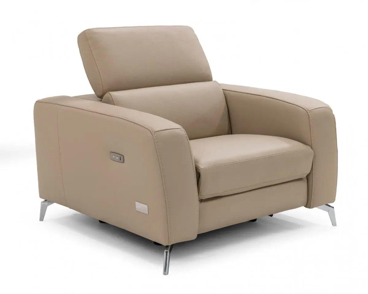Vig Furniture - Coronelli Collezioni Turin Italian Cappuccino Leather Recliner Chair - Vgccroma-Bei-Ch