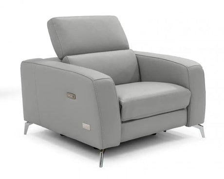 Vig Furniture - Coronelli Collezioni Turin Italian Grey Leather Recliner Chair - Vgccroma-Gry-Ch