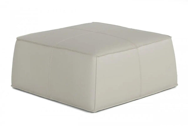 Vig Furniture - Divani Casa April Modern Light Grey Leather Square Ottoman - Vgkkkfd1000-Gry-3