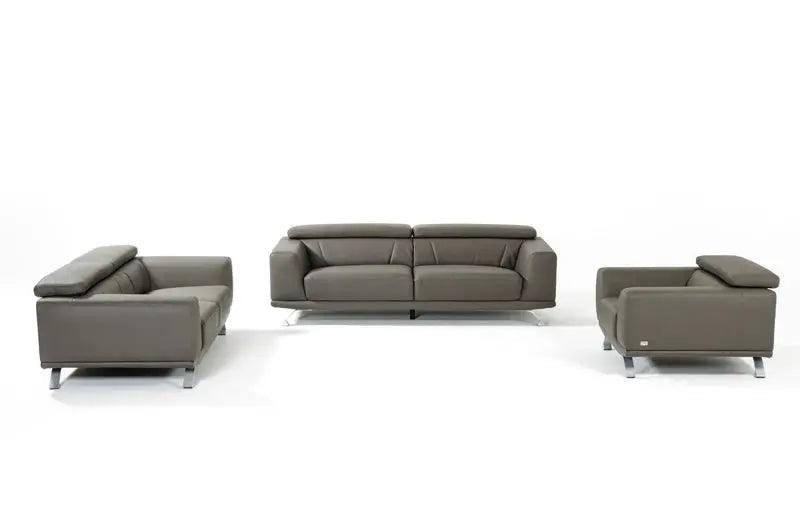 Vig Furniture - Divani Casa Brustle Modern Dark Grey Eco-Leather Sofa Set - Vgkn8334-Gry