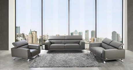 Vig Furniture - Divani Casa Brustle Modern Dark Grey Eco-Leather Sofa Set - Vgkn8334-Gry