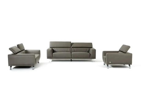 Vig Furniture - Divani Casa Brustle Modern Dark Grey Eco-Leather Sofa Set - Vgkn8334-Gry