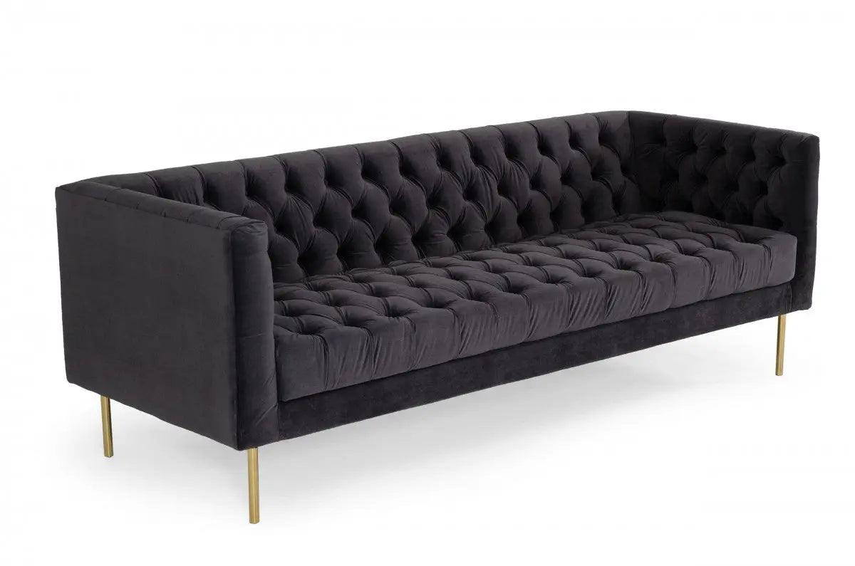 Vig Furniture - Divani Casa Chavez - Dk Grey Velvet Sofa - Vguimf63-A