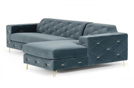 Vig Furniture - Divani Casa Chesterfield - Blue Velvet Sectional - Vg2T1222