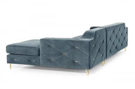 Vig Furniture - Divani Casa Chesterfield - Blue Velvet Sectional - Vg2T1222