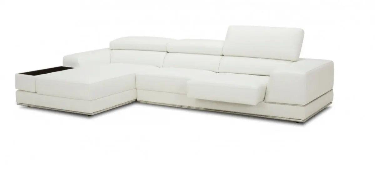 Vig Furniture - Divani Casa Chrysanthemum Mini - Modern White Leather Sectional Sofa - Vgkk1576-Mini-Wht-Laf