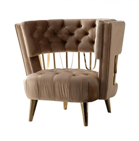 Divani Casa Courtney Beige & Gold Fabric Lounge Chair Vgyuhd-1927-Ch
