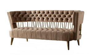 Divani Casa Courtney Beige & Gold Fabric Loveseat Vgyuhd-1927-L
