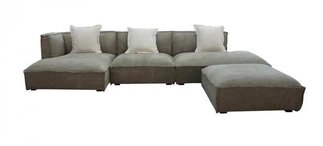 Vig Furniture - Divani Casa Dania - Modern Beige Fabric Sectional And Ottoman - Vguimy623