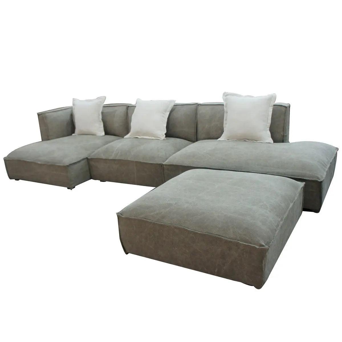 Vig Furniture - Divani Casa Dania - Modern Beige Fabric Sectional And Ottoman - Vguimy623