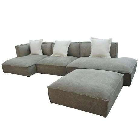 Vig Furniture - Divani Casa Dania - Modern Beige Fabric Sectional And Ottoman - Vguimy623