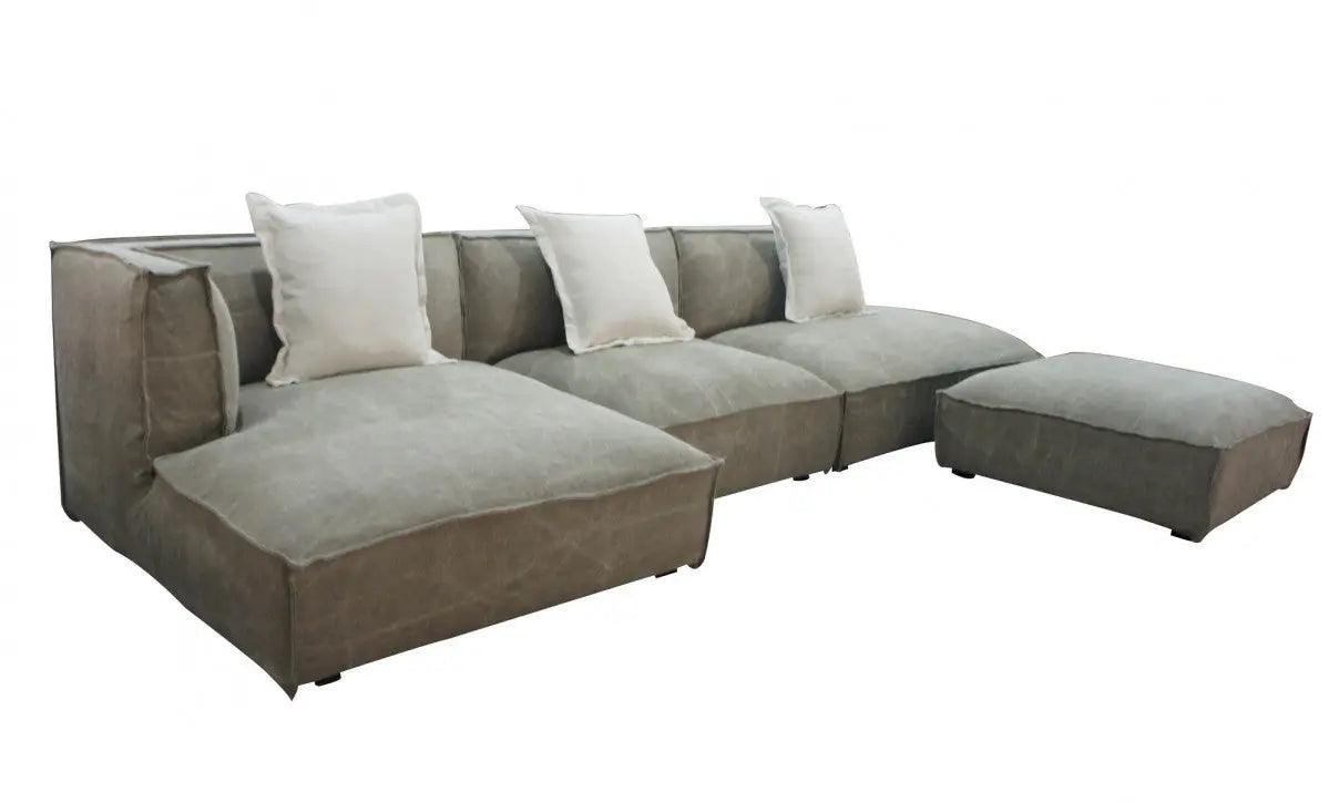 Vig Furniture - Divani Casa Dania - Modern Beige Fabric Sectional And Ottoman - Vguimy623