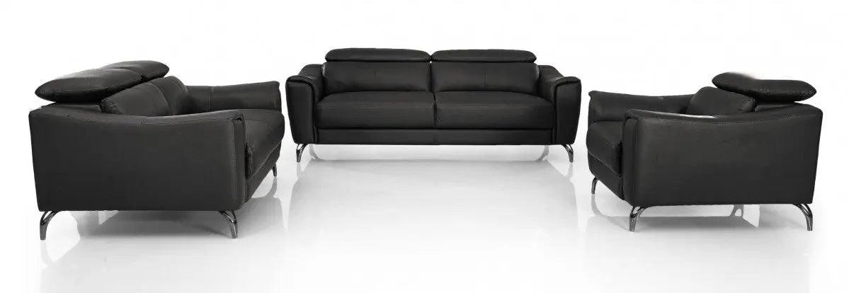 Vig Furniture - Divani Casa Danis - Modern Black Leather Sofa Set - Vgbns-1803-Blkset