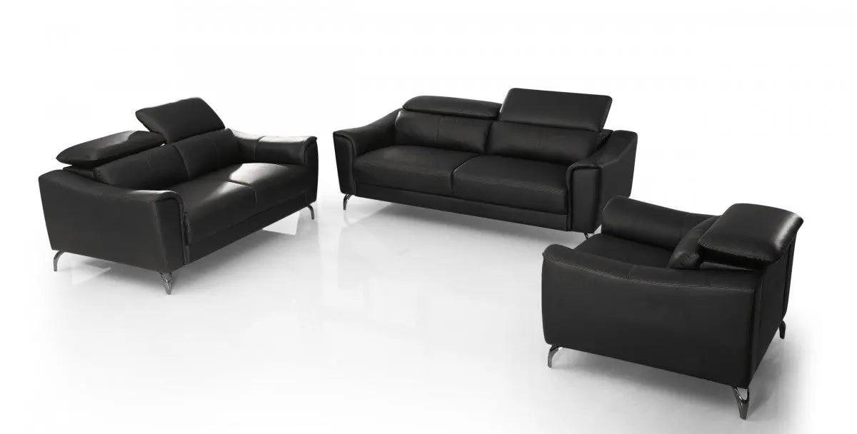 Vig Furniture - Divani Casa Danis - Modern Black Leather Sofa Set - Vgbns-1803-Blkset