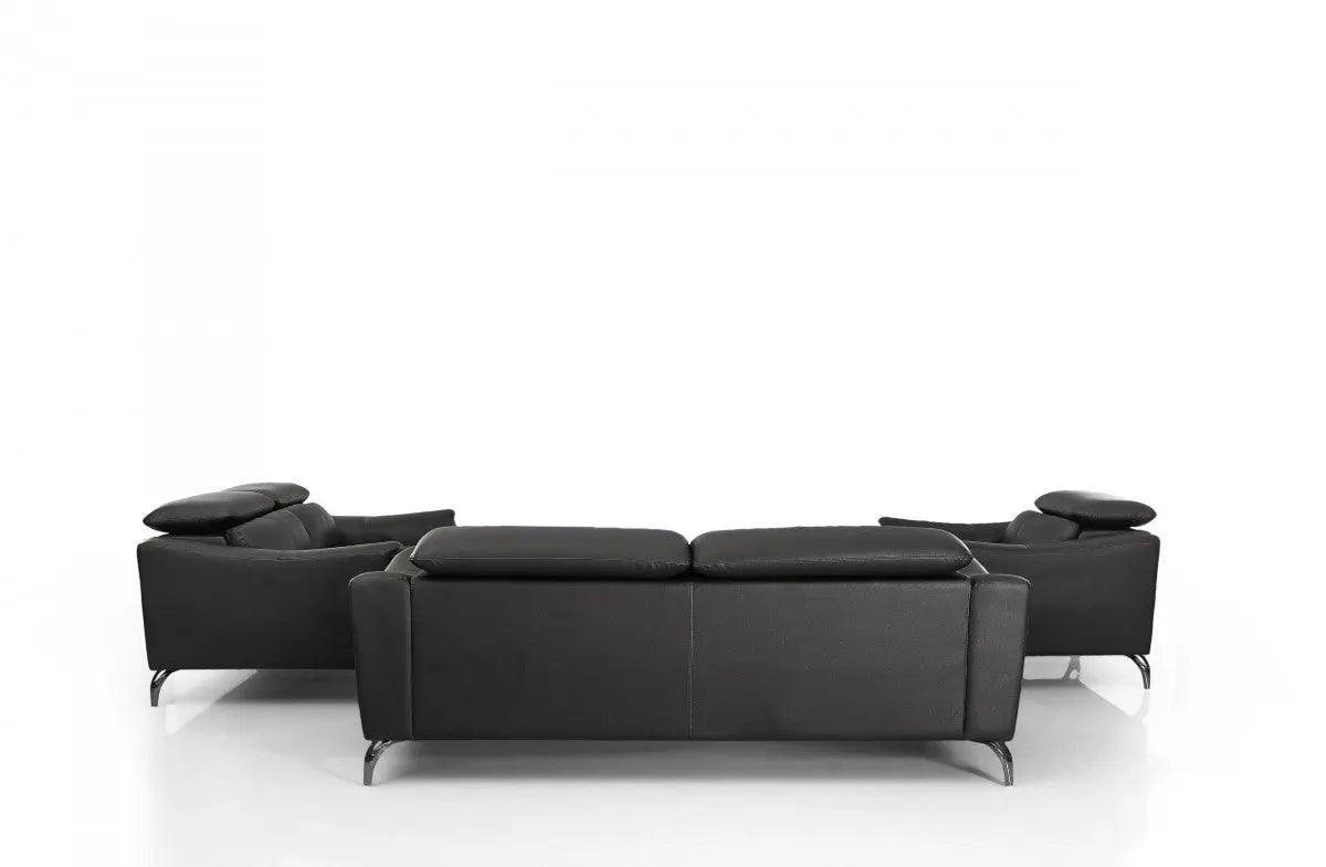 Vig Furniture - Divani Casa Danis - Modern Black Leather Sofa Set - Vgbns-1803-Blkset