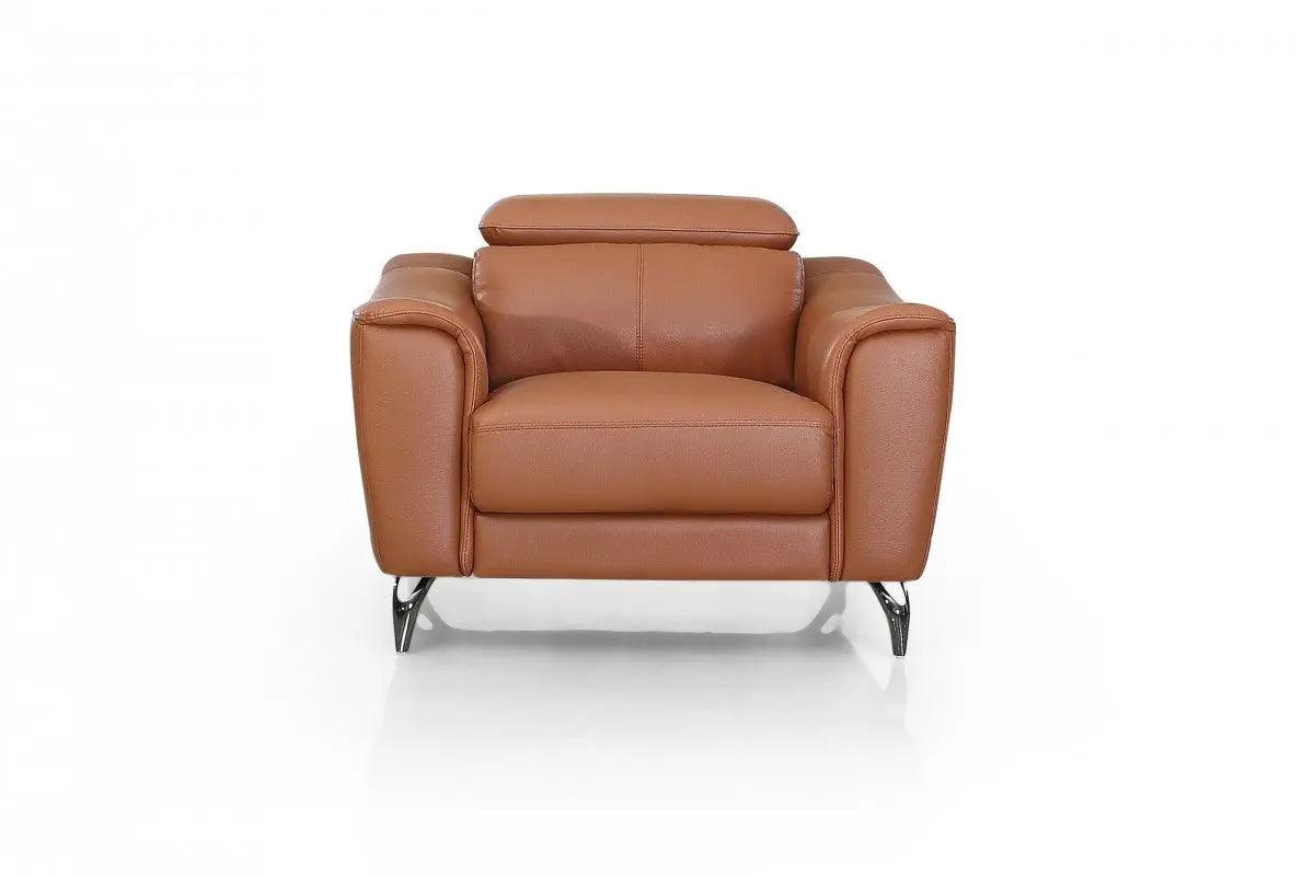 Vig Furniture - Divani Casa Danis - Modern Cognac Leather Brown Chair - Vgbns-1803-Brn-Ch