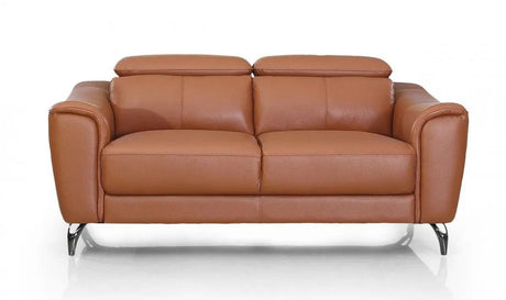 Divani Casa Danis Modern Cognac Leather Brown Loveseat Vgbns - 1803 - Brn - L | Home Elegance USA