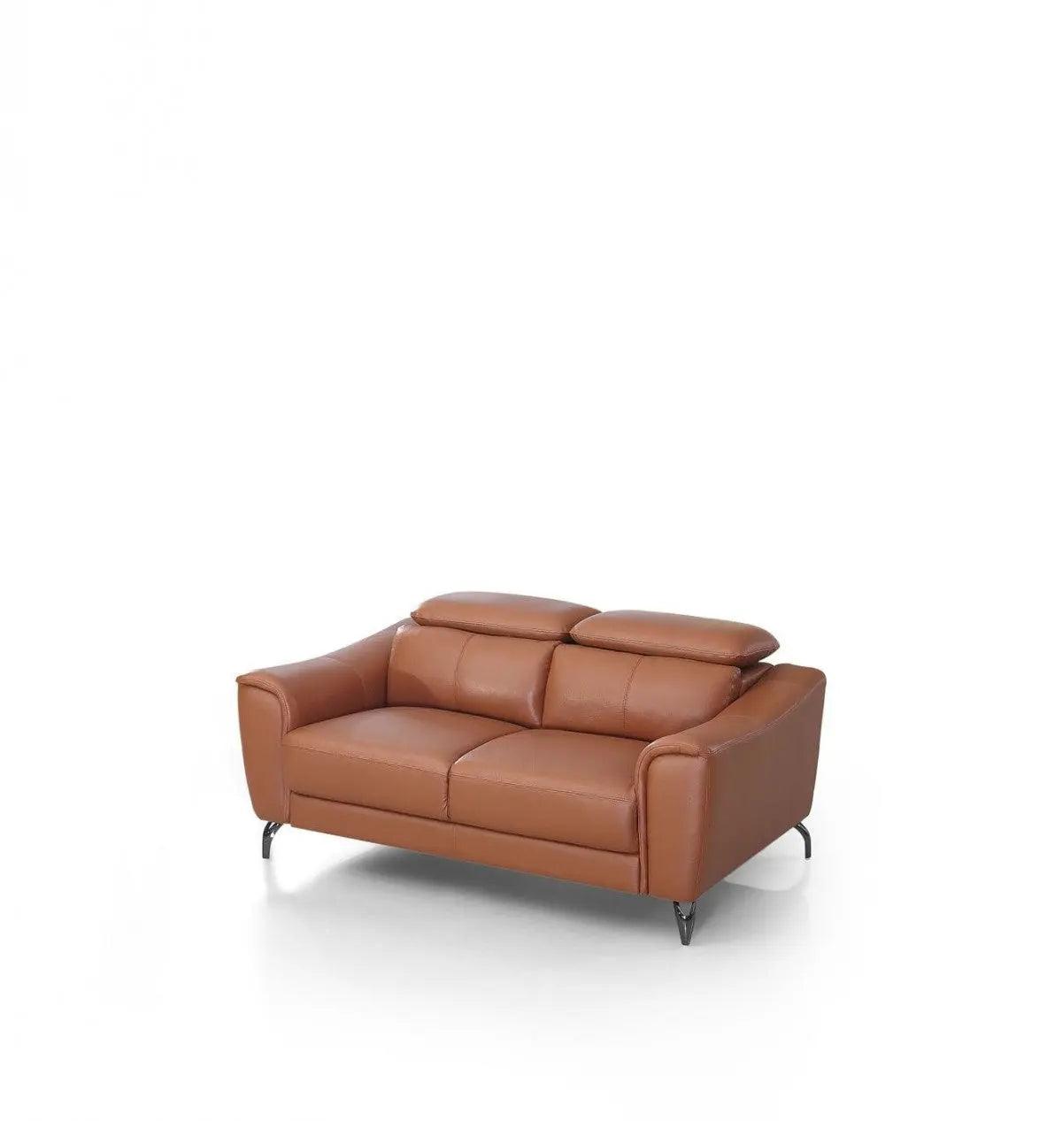 Vig Furniture - Divani Casa Danis - Modern Cognac Leather Brown Loveseat - Vgbns-1803-Brn-L