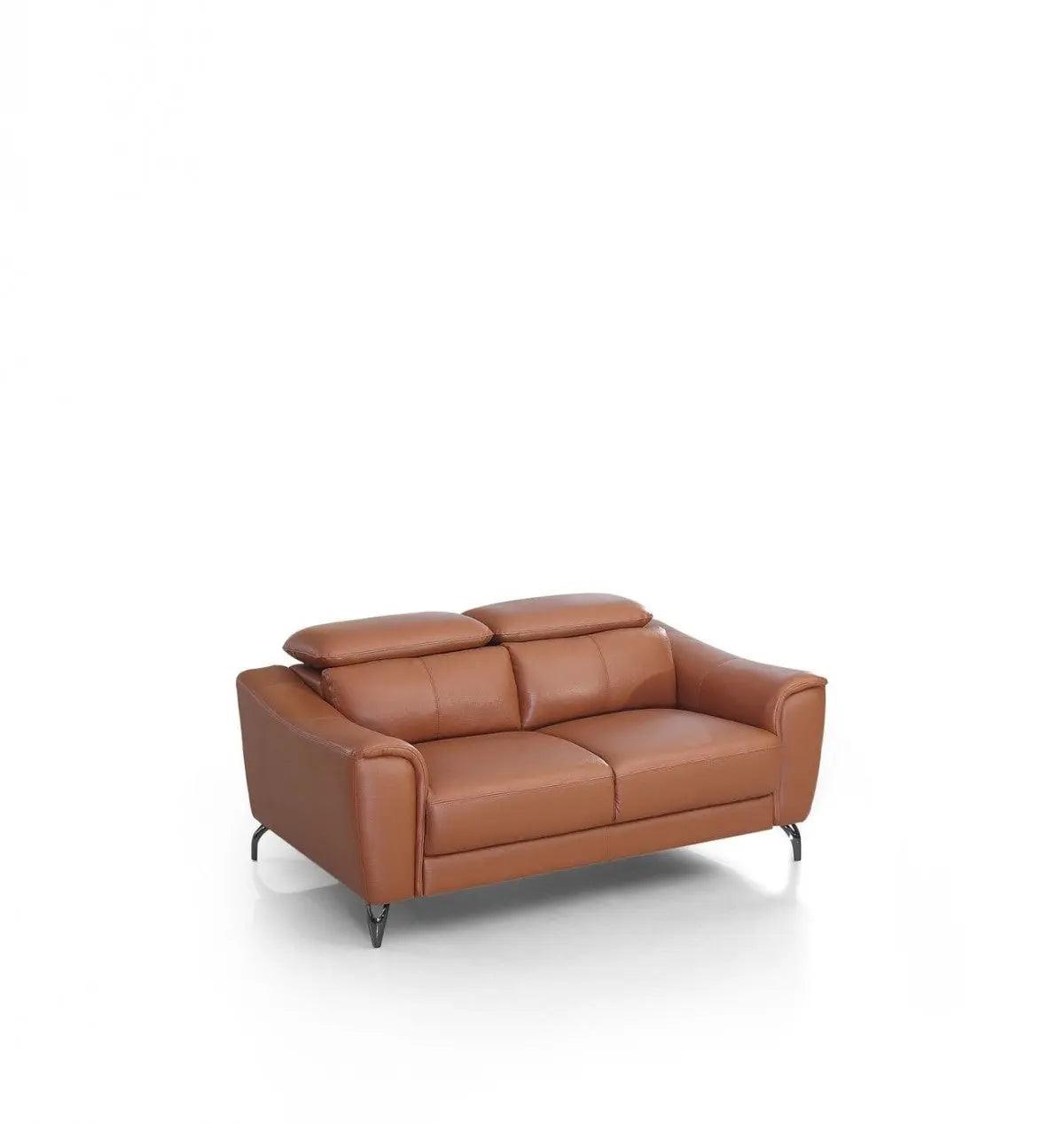 Vig Furniture - Divani Casa Danis - Modern Cognac Leather Brown Loveseat - Vgbns-1803-Brn-L