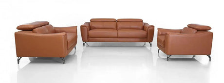 Vig Furniture - Divani Casa Danis - Modern Cognac Leather Brown Sofa Set - Vgbns-1803-Brn