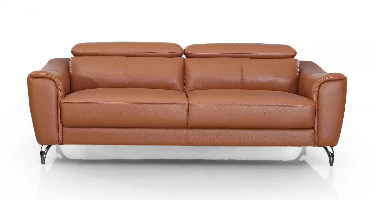 Vig Furniture - Divani Casa Danis - Modern Cognac Leather Brown Sofa - Vgbns-1803-Brn-S