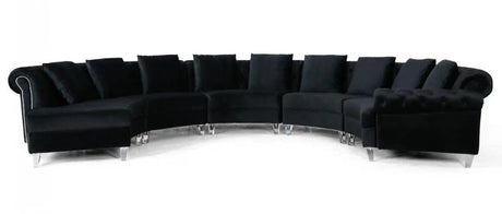 Divani Casa Darla Modern Black Velvet Circular Sectional Sofa Vg2T1124 - 5P - Blk - 2 | Home Elegance USA